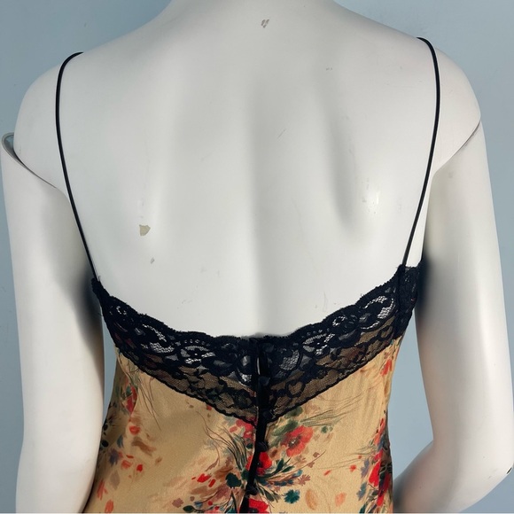 Zara Trafaluc Gold Floral Lace Trim Slip Mini Dress XS Fairy Y2K Boho Whimsigoth - Picture 10 of 12